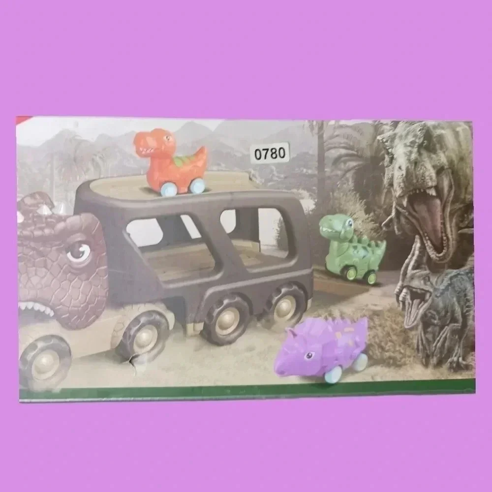 Friction power carrier truck 5 pack small pull back dino car